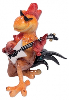Poly Hahn Gustav mit Gitarre 15cm